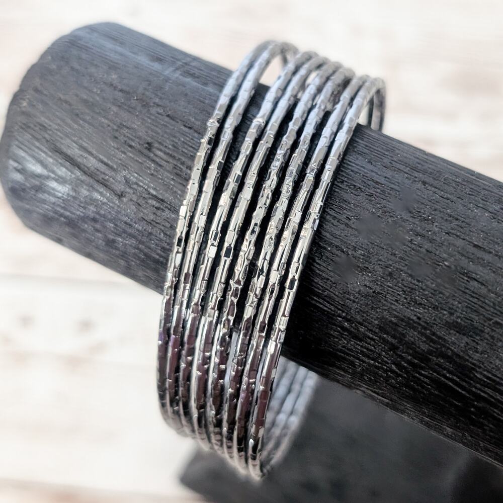 Set of 8 Bracelet - Dark Grey Metallic